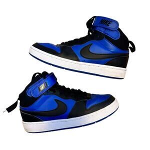Nike Court Big Kids 6 Womens 7.5 Borough Mid 2 GS Black Royal Blue Shoe Sneaker